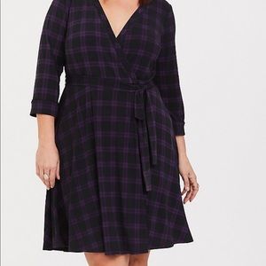 Torrid Studio Knit plaid wrap dress size 1